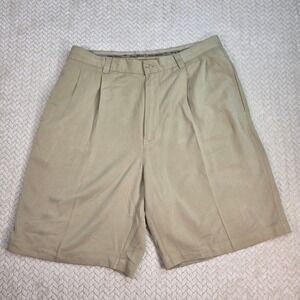 Tommy Bahama Relax Mens 35 Khaki 100% Silk Pleated Front Shorts Tan Textured